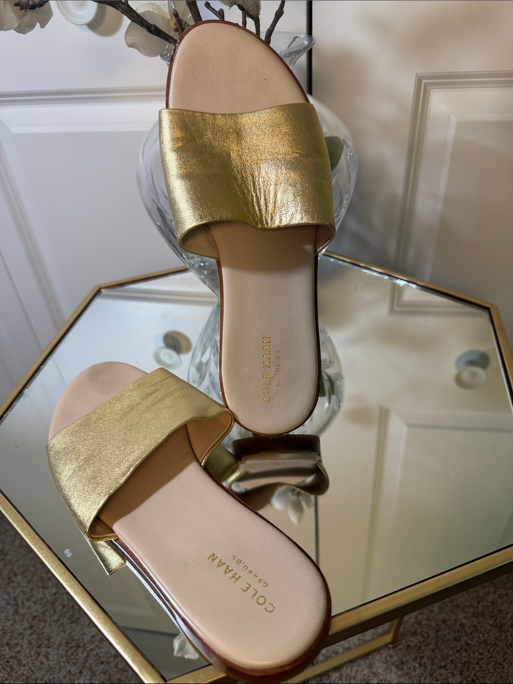 Cole Haan Metallic Gold Slide Mules
